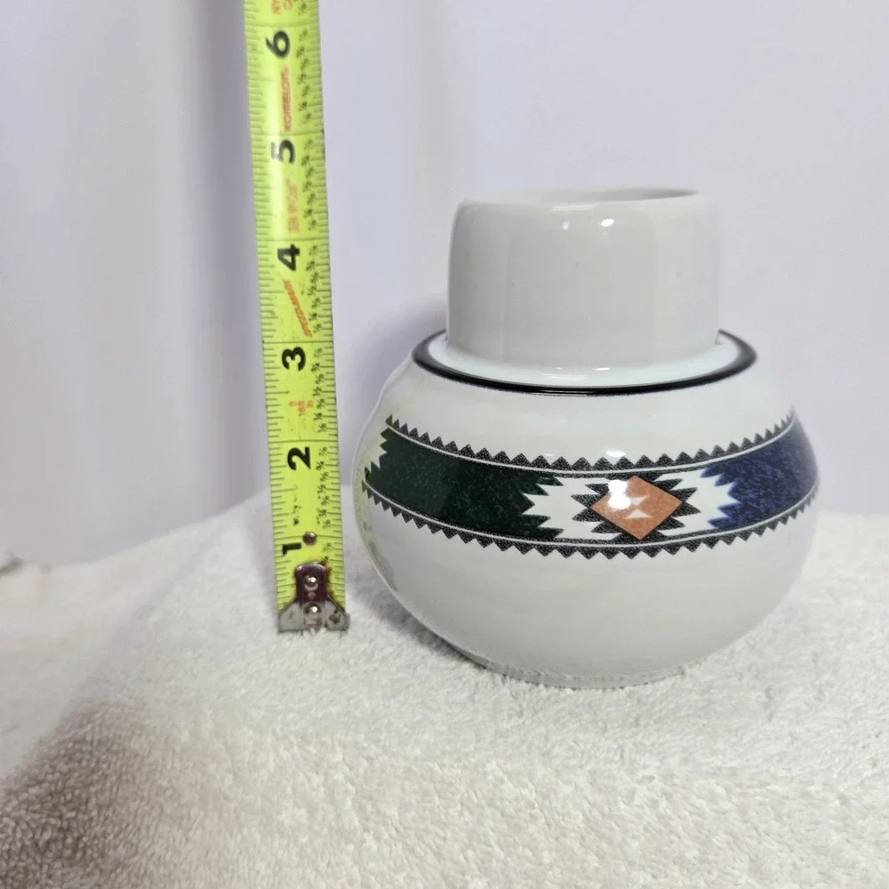 Kachina by Noritake Japan Hurricane Lamp Base Santa Fe Aztec Design Southwestern